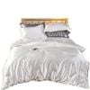 Anycozy Beddings White US Queen Size 3 Pcs High End Satin Smooth Duvet Cover Set Luxury Polyester Silky Soft Cozy Bedding Set