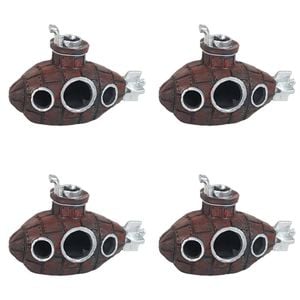 4PK Dudley's World Of Pets Aquarium/Fish Tank Submarine Decor 12cm