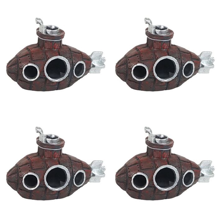 4PK Dudley's World Of Pets Aquarium/Fish Tank Submarine Decor 12cm