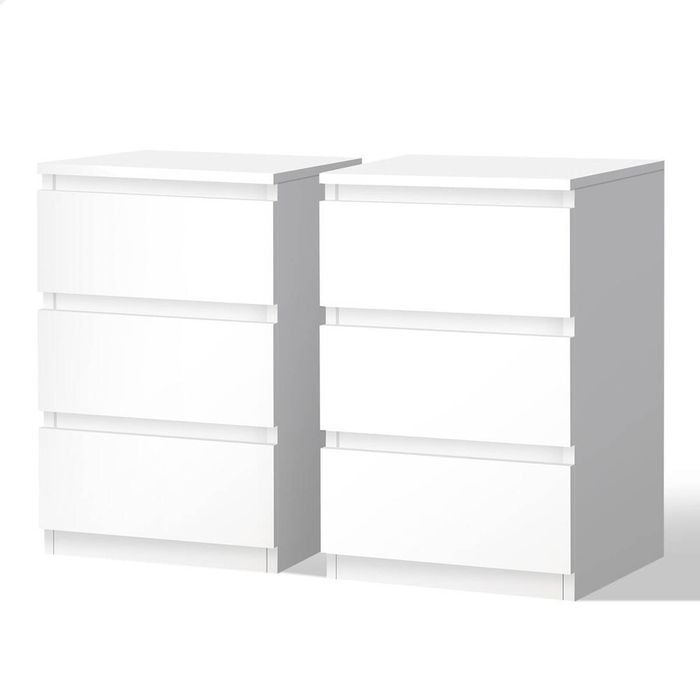 ALFORDSON Set of 2 Bedside Table White 3 Drawers