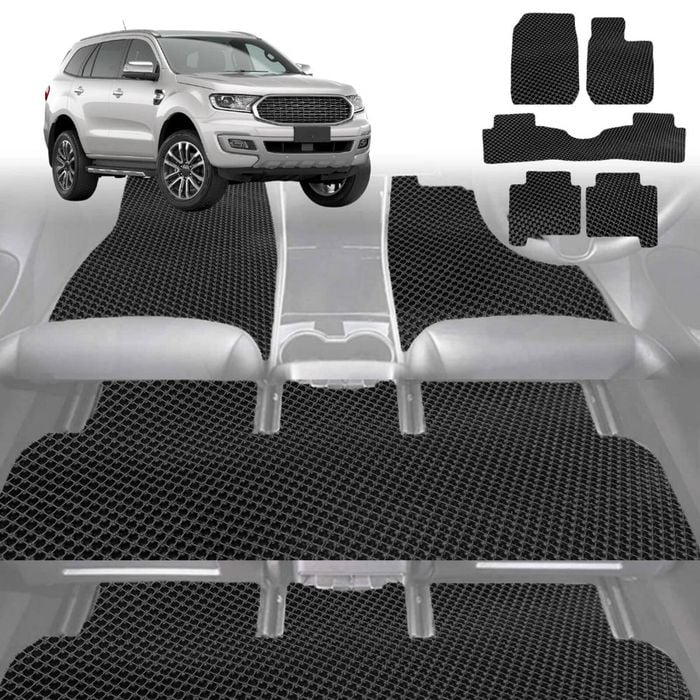 6D Diamond Car Floor Mats for Ford Everest 2015-2021-Ultimate Set-Black-Outback GT
