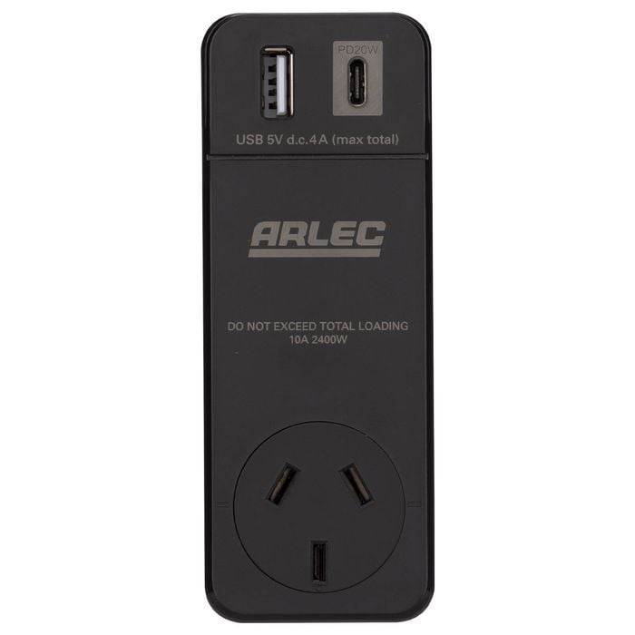 Arlec Power Adaptor With PD20W USB And 180° Rotating Socket 
