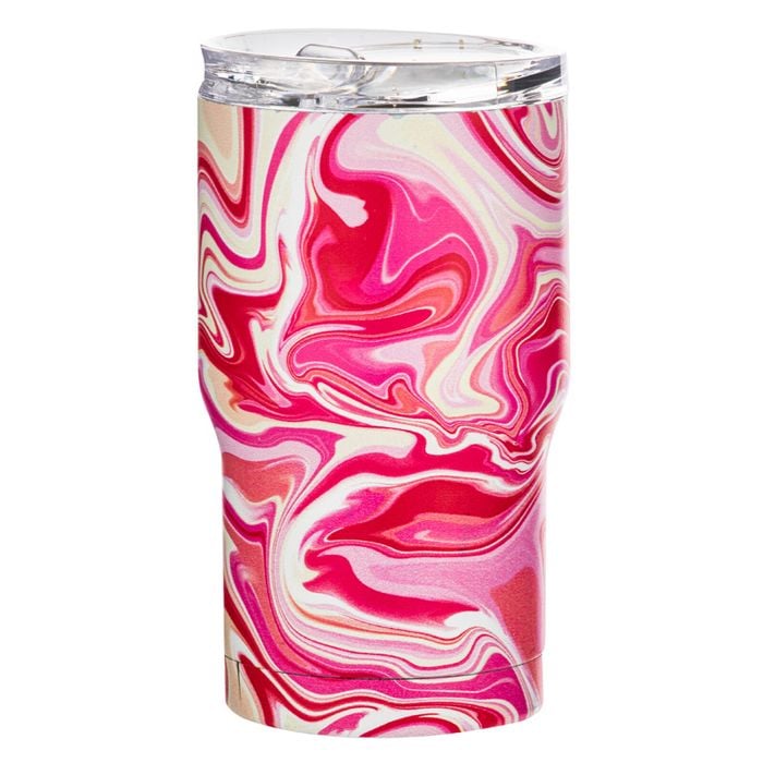 Porta Summer Swirl Stainless Steel 420ml Travel Mug Drink Water Tumbler Pink