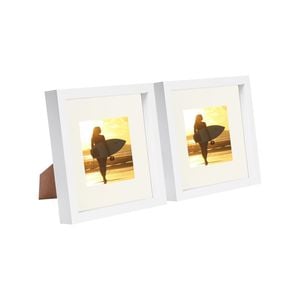 Nicola Spring 8" x 8" White 3D Box Photo Frames - 4" x 4" Mount - Pack of 2