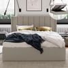 Emilie Queen Beige Storage Wing Gas Lift Bed Frame