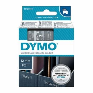 Dymo White On Clear 12mmx7m Tape