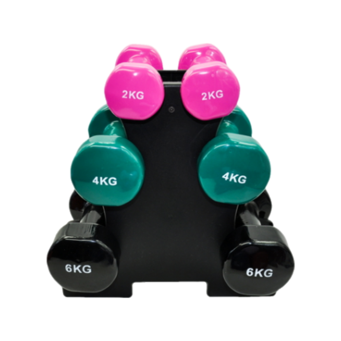 3 Pairs PVC Dumbbell Set Weight - 2kg + 4kg + 6kg