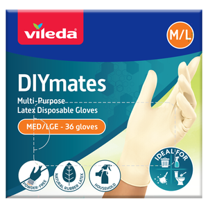 Vileda DIYmates Latex Disposable Gloves 36pk - Medium/Large