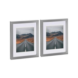 Nicola Spring Photo Frames with 5" x 7" Mount - 8" x 10" - Grey - Pack of 2