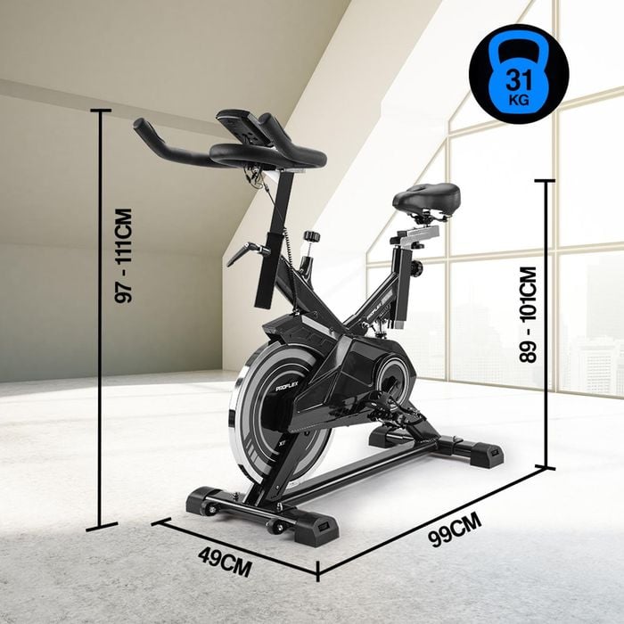 PROFLEX Spin Bike Flywheel Commercial Gym Exercise Home Workout Grey Bunnings Australia