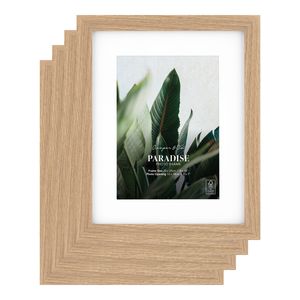 Cooper & Co. 8 x 10inch Mat to 5 x 7inch Set of 4 Oak Premium Paradise Wooden Photo Frames