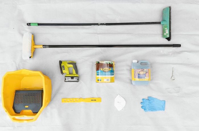 Brushes and brooms and paint.