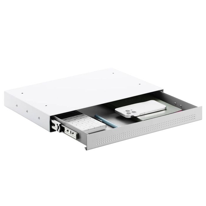 Desky Ultra Slim Under Desk Drawer - No Gap / White