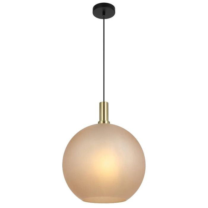 Telbix Patino Modern Pendant Hanging Lamp Light Glass Metal Amber Matte