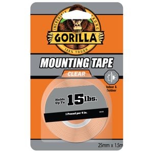 Gorilla 1.5m Clear Double Sided Mounting Tape
