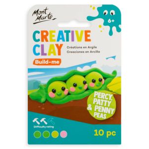 Mont Marte 6 Piece Percy, Patty, and Penny Peas Creative Clay Build Me