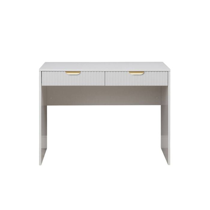 European Cabinetry White Fluted Pull Brass Odessa Desk