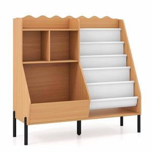 Costway Kid Bookshelf Toy Storage Organizer Montessori Wooden