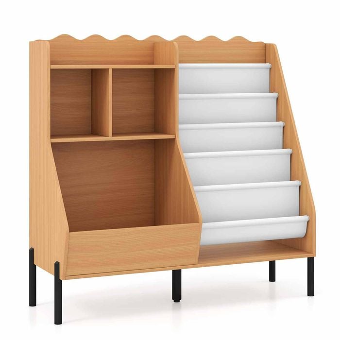 Costway Kid Bookshelf Toy Storage Organizer Montessori Wooden
