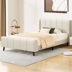 ALFORDSON Bed Frame Single Beige Fabric