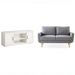 Zinus York 2 Seater Sofa & Bennett TV Cabinet 147cm Set