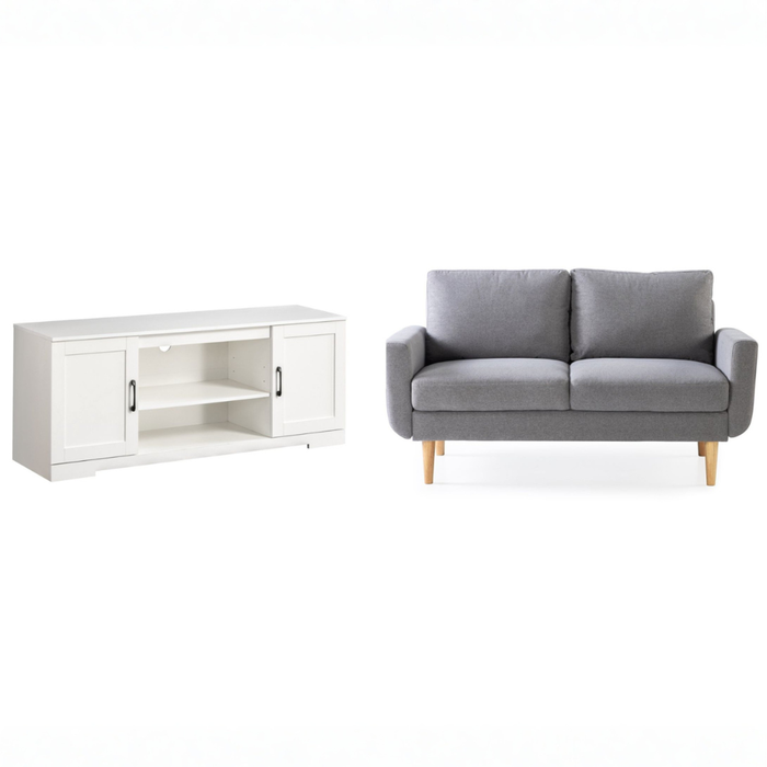 Zinus York 2 Seater Sofa & Bennett TV Cabinet 147cm Set