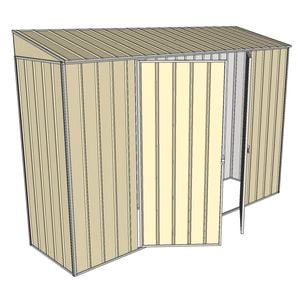Build-a-Shed 3.0 x 0.8 x 2.0m Double Hinge Door Narrow Shed - Cream