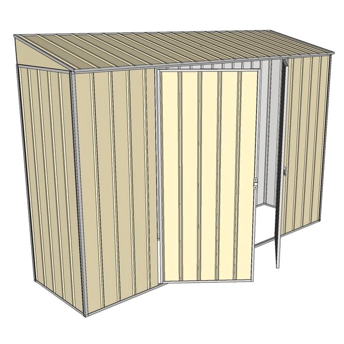 Build-a-Shed 3.0 x 0.8 x 2.0m Double Hinge Door Narrow Shed - Cream