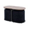 La Bella Black 3 Piece Set Coffee Table & Ottoman Side End Table Industrial Rustic