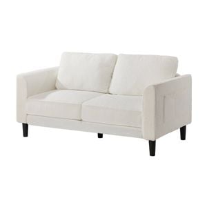 Oikiture 2 Seater Sofa 150cm Love Seat Boucle White
