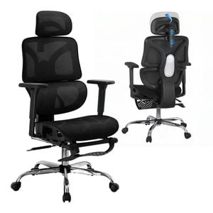 Artiss Ergonomic Offfice Chair Mesh Adjustable Headrest Amrs Footrest Computer Chair Black