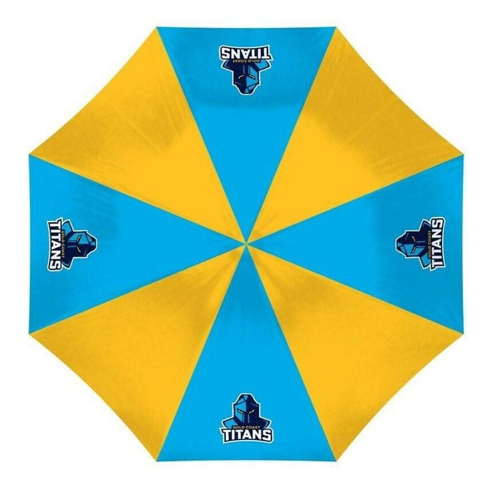 NRL Compact Umbrella - Gold Coast Titans - Rain - Glovebox - 60cm Length W17cm