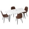 Oikiture 5PCS  Dining Set 120cm Rectangle Dining Table with Dining Chairs PU Brown