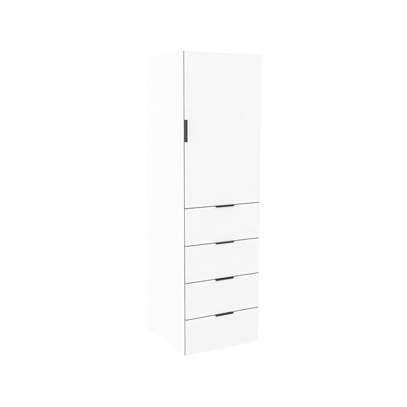 Lugna 2048 x 600 x 580mm White 3 Shelf 4 Drawers Right Hinged Door Storage Cabinet - White