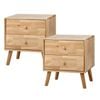 Oikiture Set Of 2 Bedside Tables Rubber Wood