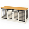 Paws and Willow Open Plan Arctic White with Natural Top Wooden Dog Crate Barn Doors with Mesh