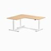 Desky L-Shape Sit to Stand Sublime Teak Melamine Desk 1600x1400mm - Left Return Height Adjustable White Leg