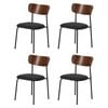 Oikiture 4pcs Dining Chairs Kitchen Chair Padded Lounge Seat Corduroy Black