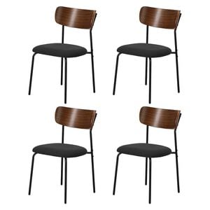 Oikiture 4pcs Dining Chairs Kitchen Chair Padded Lounge Seat Corduroy Black