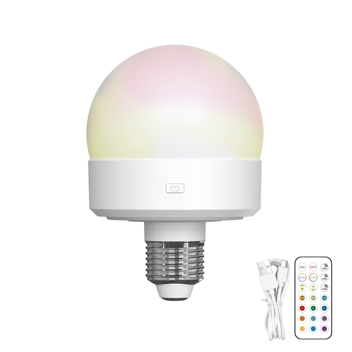 Click 2.2W White Rechargeable LED Globe RGBW With Removable E27 Base