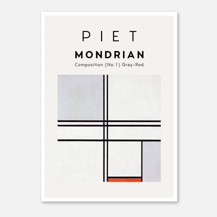Galrie Piet Mondrian Composition No. 1 Gray-Red Art Print for Modern Decor, Poster Only, 50 x 70cm (20 x 28inch)