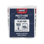 Grunt 15L Multi-Purpose White Flat Top Rubbish Bags 100 Pack