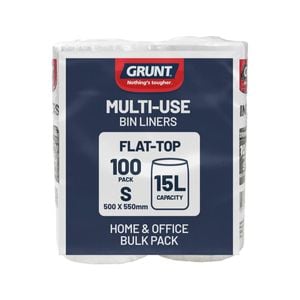 Grunt 15L Multi-Purpose White Flat Top Rubbish Bags 100 Pack
