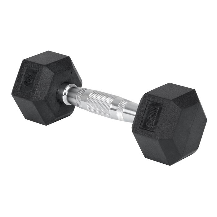 Ultimate 244 x 90 x 78mm 2.5kg Black with Chrome Handle Hex Dumbbell