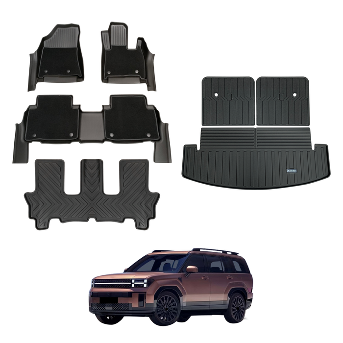 AUSGO Double-Layer Floor Mats & Boot Liner Set for Hyundai Santa Fe 2024-Onwards Car Floor Liners Cargo Mat
