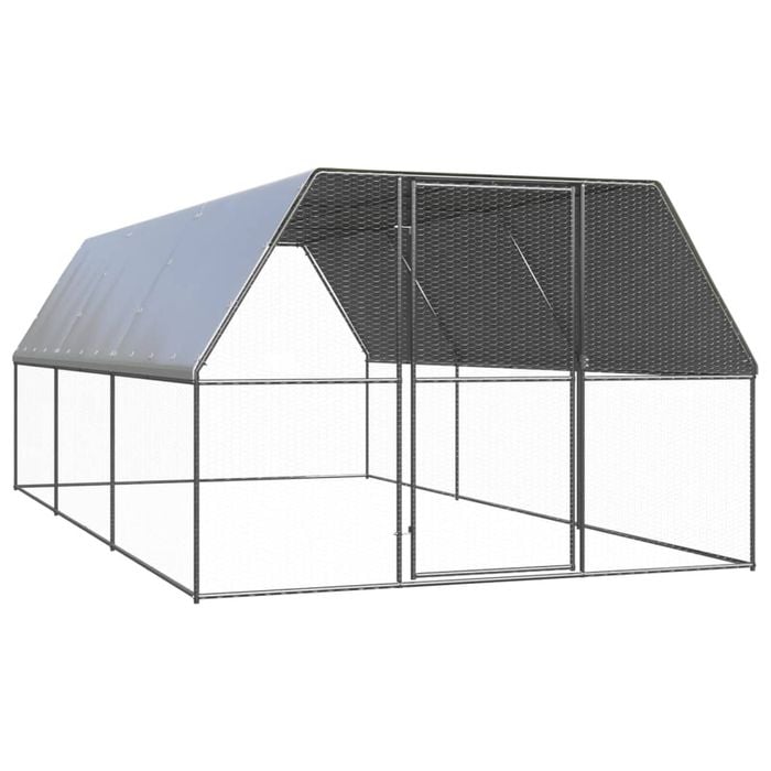 vidaXL Outdoor Chicken Cage Galvanised Steel Chicken Coop Supply Hen House Run