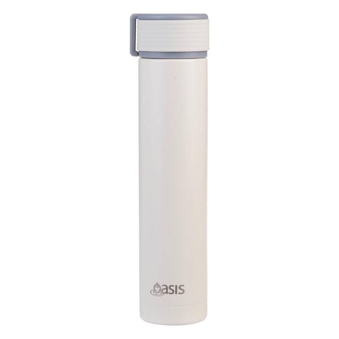 Oasis Skinny Mini Stainless Steel Double Wall Insulated Drink Bottle With Powdercoat 250ml - Alabaster