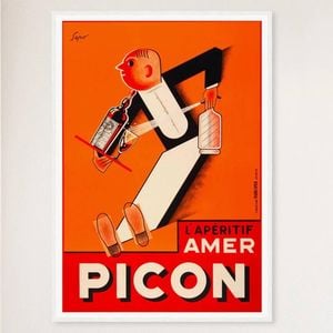 Galrie Amer Picon Vintage Waiter Advertising Poster-French Aperitif Art Print Home Decor, White Frame, A1 60x 84cm (23 x 33inch)