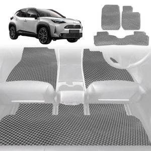6D Diamond Car Floor Mats for Toyota Yaris Cross 2020-Current-Full Set-Grey-Outback GT