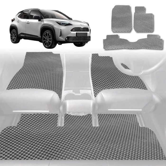 6D Diamond Car Floor Mats for Toyota Yaris Cross 2020-Current-Full Set-Grey-Outback GT